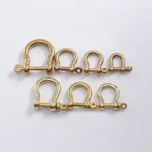 Solid Brass Metal Keychain Leather Belt Shackle D Ring with Screw Hook Clasp D Ring