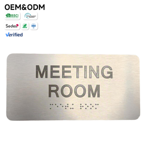 Letrero de Metal Cepillado Personalizado para Sala de Conferencias con Braille, Muestra Gratuita, MOQ Bajo, para Oficina - Product Image 1