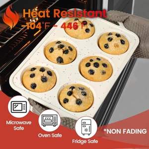 Molde para Muffins Rectangular Jumbo <span class=keywords><strong>JOHO</strong></span> BAKING, Antiadherente, de Silicona de 3.5 Pulgadas, 6 Cavidades, con Marco Metálico Reforzado, Apto para Horno, Ecológico - Product Image 6