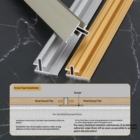 Profilé en métal auto-adhésif de luxe en alliage d'aluminium pour panneau mural en placage de bois, bande de finition à joint plat de 9 mm en forme de T