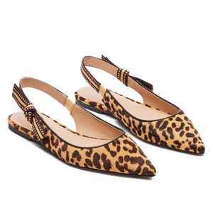 Chaussures plates confortables pour femmes, style ballerine, décontractées, à la mode, Mary Jane, imprimé léopard, à bout pointu, avec bride arrière - Product Image 3
