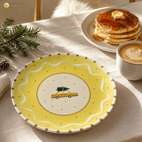 Assiette de Noël fantaisie Teckel – Vaisselle moderne en porcelaine à motif de chien ludique – Assiette de dîner 8, 9, 10 pouces – Noël