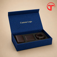Boîte d'emballage magnétique pour ceinture et portefeuille homme en carton écologique à partir de matériaux recyclés avec insert en mousse EVA