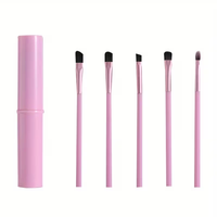 Ensemble de 5 pinceaux de maquillage pour les yeux personnalisés avec étiquette privée, pinceaux pour les yeux, les sourcils et le liner, avec étui cylindrique