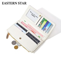 Dompet Panjang Wanita Gaya Korea Terbaru dengan Banyak Slot Kartu dan Penutup Ritsleting, Lapisan Poliester, Merek Dongxin
