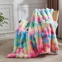 Couverture moelleuse en fausse fourrure de lapin bulle douce épaisse tricotée confortable pour l'hiver cadeaux décoratifs pour la maison canapé-lit canapé chaise