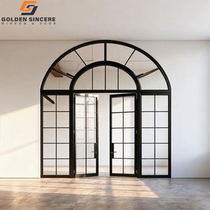 GS Luxury Villa Entrance Grand Arched Aluminum Glass French Door Heavy Duty Double <b>Swing</b> Door - Product Image 6