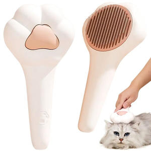 Venta al por mayor de alta calidad con forma de pata bonita mascota perro limpiador cepillo masaje un toque eliminación de pelo acero piojos gato peine - Product Image 2