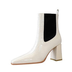 566-NW1 Alla Moda e sexy club tacco ultra tacco alto quadrato di brevetto pelle di serpente pelle di avvio alla caviglia - Product Image 2