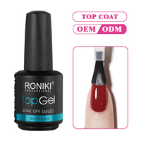 Pour RONIKI Custom 15ml No Wipe Top Coat Gel Polish LED Lamp Source OEM Polish Top Coat