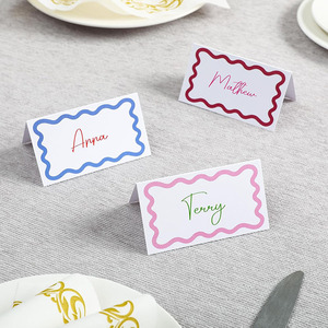 <b>Place</b> <b>Cards</b> Rectangle 4 In White Cardstock Die Cut Colorful Borders For Parties <b>Weddings</b> Bridal Showers - Product Image 3