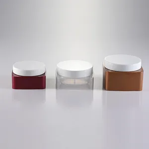 Tarro de plástico de alta gama para cosméticos, tarro cuadrado personalizado para cosméticos