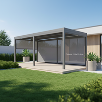 Pavillon à Louvre Électrique Intelligent en Alliage d'Aluminium PVC, Imperméable au Vent, Pare-Soleil Extérieur, Pergola pour Villa Nature