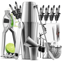 Ensemble de bar personnalisé en acier inoxydable Kit de mixologie pour barman Cocktail Shaker à Martini Verseurs Jigger avec design Boston