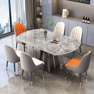 2026 New Arrivals High End Smart Convertible Rectangular to Round <b>Extendable</b> Large <b>Dining</b> <b>Table</b> for Room Furniture CT18 Selected - Product Image 2