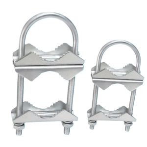 Pince de mât d'antenne double Mâchoire en V Support de montage Boulons en U Collier de serrage de tuyau à tuyau 2 jeux pour antenne CB extérieure - Product Image 1