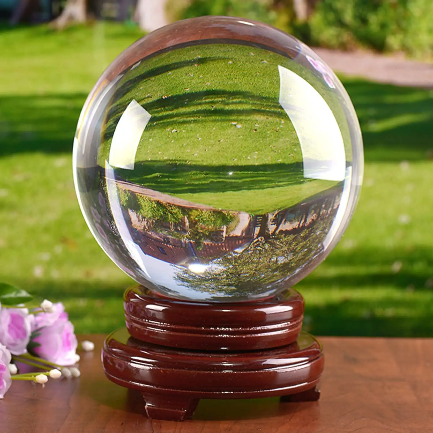 Hersteller Glas weiße Kristall kugel klare halbe Kristall kugel Kugel Feng Shui Ornament Kristall weiß transparente Wasserkugel