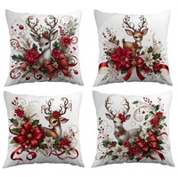Housse de coussin courte en peluche à thème de Noël avec imprimé élan de Noël, de grande valeur, pour voiture et salon