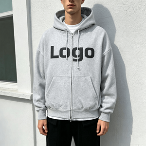 Sudadera con capucha extragrande para hombre, con cremallera, de algodón French Terry, con estampado de letras, estilo casual y urbano. - Product Image 1