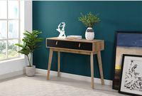 Table console moderne en bois noir avec poignée en cuir pour salon, bureau à domicile, appartement