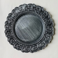 Assiette de Présentation Ronde 13 Pouces Or/Argent Bord Orné pour Mariage et Banquet – Décoration de Table