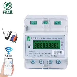Din Single Phase Smart Energy Meter Smart Prepaid Electric Meter Gprs Communication Lcd Display Watt Meter Digital