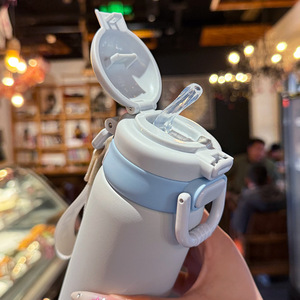 New Stainless Steel Insulated Cup with Dual Straws Portable Water Bottle for Students and Business Gifts - Product Image 2