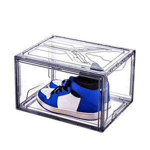 Transparent Acrylic <strong>Magnetic</strong> Drop Side Open Door <strong>Shoe</strong> Storage Container Box Foldable Sneaker Organizer Case for <strong>Shoe</strong> - Product Image 5