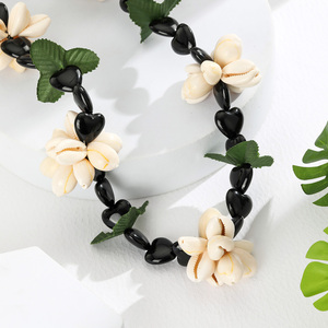Vinstyle Jewelry's Trendy New <span class=keywords><strong>Kukui</strong></span> Nut <span class=keywords><strong>Lei</strong></span> Cowrie Sea Shell Beads Collar Acrílico Artificial Hawaiian Graduation Jewelry - Product Image 4