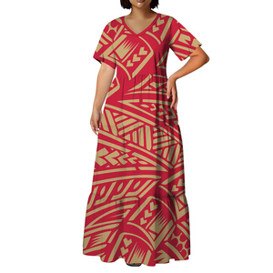 <span class=keywords><strong>Vestido</strong></span> de Playa con Estampado Tribal Polinesio Personalizado de Diseño Nuevo, <span class=keywords><strong>Vestido</strong></span> de Manga Corta Estilo <span class=keywords><strong>Hawaiano</strong></span> con Volantes en Capas <span class=keywords><strong>para</strong></span> <span class=keywords><strong>Mujer</strong></span>, <span class=keywords><strong>Vestido</strong></span> con Cuello en V - Product Image 2