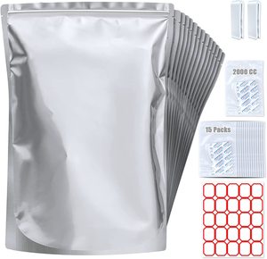15 Pack 5 Gallon Mylar Bags with Oxygen Absorbers 10.5 Mil Mylar Bags for Food Storage with 15 Single Sealed