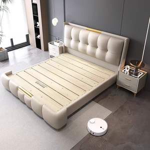 เตียงหนังหุ้มเบาะคุณภาพสูง หรูหรา สำหรับโรงแรมและบ้าน สะดวกสบาย ทนทาน สำหรับขายส่ง - Product Image 2