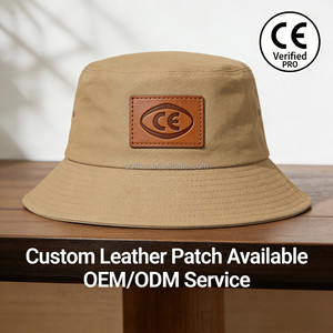Custom Printed Bucket <b>Hats</b> Oem Factory Outdoor Sun Protection Fisherman Reversible Men Women <b>Hats</b> With Custom leather patch logo - Product Image 1