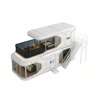 Capsule spatiale préfabriquée grand espace avec aménagement intérieur complet, maison modulaire isolée pour usage en station balnéaire, camping, hôtel de vacances