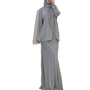Miden International Nouvelle Conception Eid Musulman Robe Femme 2 Pièces en Lin Grande Taille Mode Modeste Hijab Ethnique Islamique Élégant - Product Image 1