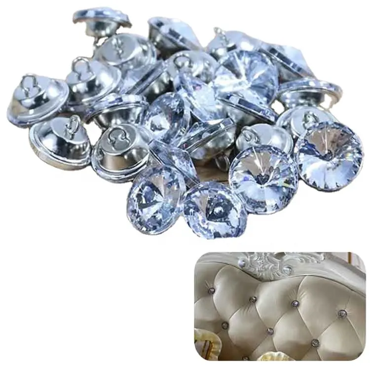 Crystal Round Diamond Acrylic Glass Upholstery Buttons For Sofa And Bed