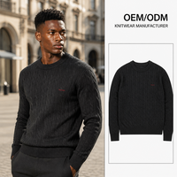 Pull-over décontracté chaud à manches longues pour homme, col rond, couleur unie, broderie, 12GG, vente en gros directe d'usine