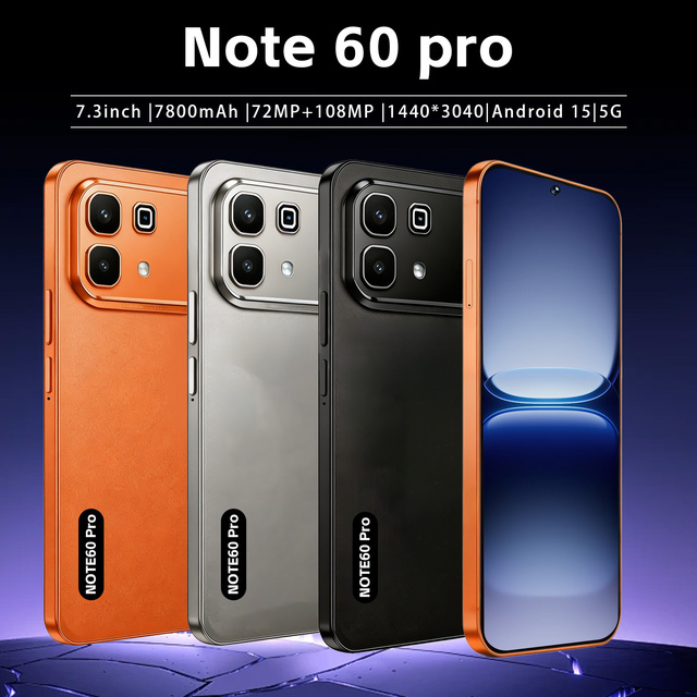 New Design Global Version Note60 Pro Mobile Phones 16GB+1TB Large Memory Smartphones 7.3inch Android Celulares