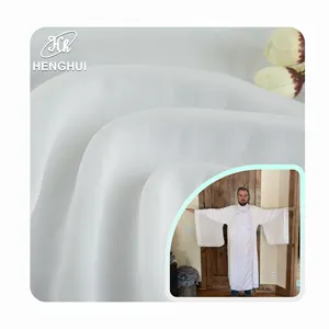 50D Sea-island Fiber 85GSM Silk-like Textiles for Soft Arabian White Robe Microfiber 100% Polyester Satin Fabric Woven fabric