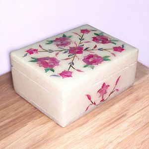 Boîte à bijoux de luxe moderne pour femme Stonecrafts International Direct India, qualité supérieure, jaune doré floral MOP061, idéale pour offrir - Product Image 1