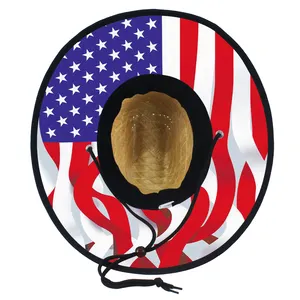 つばの下の卸売夏のライフガード麦わら帽子カスタム印刷アメリカソンブレロビーチハットサーフライフガードロゴ麦わら帽子