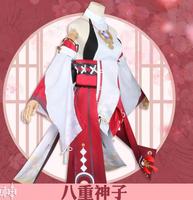 Ecowalson Genshin Impact Yae Miko Guuji Yae Cosplay Costume Cos Perruques Chaussures Jeux Uniforme Robe Tenues Halloween Costumes