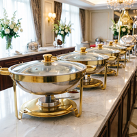Matériel de restauration professionnel : Réchaud de buffet de luxe rond 4,5 L avec support de couvercle pour événements