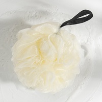 GLOWAY Boule de Bain en Loofah de Couleur Unie avec Support Personnalisé 40G 50G Options Matériau Sûr Éponge de Bain en Maille Exfoliante pour Pouf de Douche