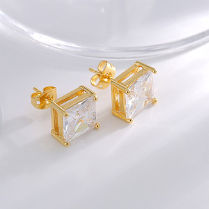 Pendientes de Botón Clásicos Unisex de Diseño Minimalista, con Forma de Corazón Floral de Latón, con Circonita Cúbica, Joyería de Imitación para Bodas, Regalo - Product Image 1