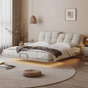 Giường ngủ nổi kiểu mới chất liệu vải lanh nhập khẩu 1.8m phong cách Wabi Sabi tối giản sang trọng nhẹ nhàng, thiết kế cạnh liền mạch, dành cho phòng ngủ chính - Product Image 1