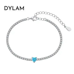 Breloques bijoux accessoires S925 argent Rhodium plaqué 5A Grade cubique zircone classique Bracelet de Tennis bracelets pour femmes