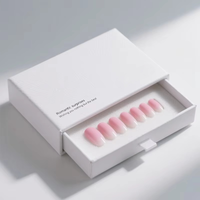 Boîte pliante en papier avec impression numérique de logo personnalisé, emballage artisanal pour présentation d'ongles artificiels, pour ongles à pression