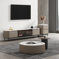 Ensemble table basse et meuble TV en pierre, style minimaliste moderne italien, pour salon, petite table centrale pour thé et café