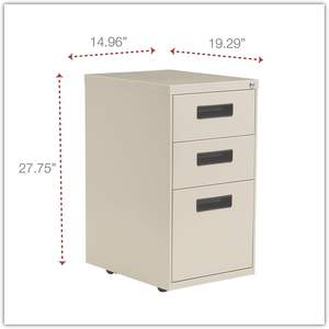 Alera PABBFPY Armoire de classement sur pied 14 7/8w X 19-1/8d X 27-3/4h à trois tiroirs en métal couleur putty - Product Image 4
